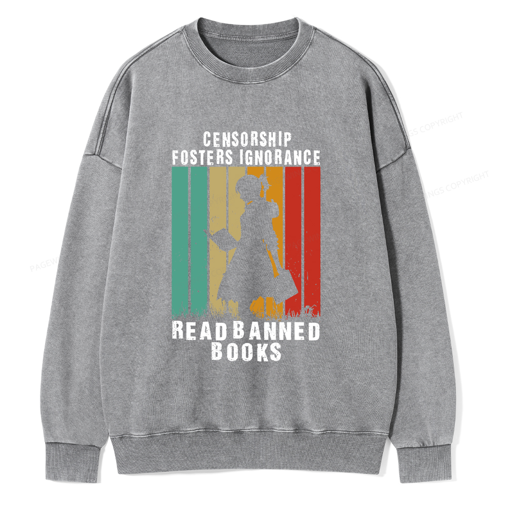 Pagewings Banned Books Vintage T-Shirt Unisex Washed Sweatshirt
