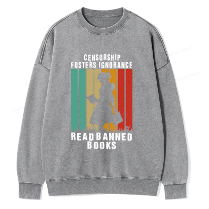 Pagewings Banned Books Vintage T-Shirt Unisex Washed Sweatshirt