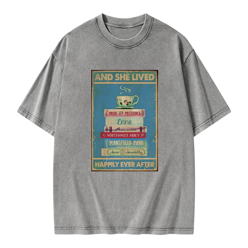 Pagewings And She Lived Happily Ever After Unisex Washed T-shirt