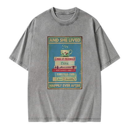 Pagewings And She Lived Happily Ever After Unisex Washed T-shirt