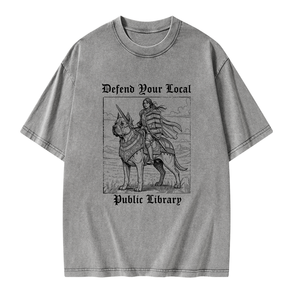 Pagewings Defend Your Local Public Library Unisex Washed T-shirt