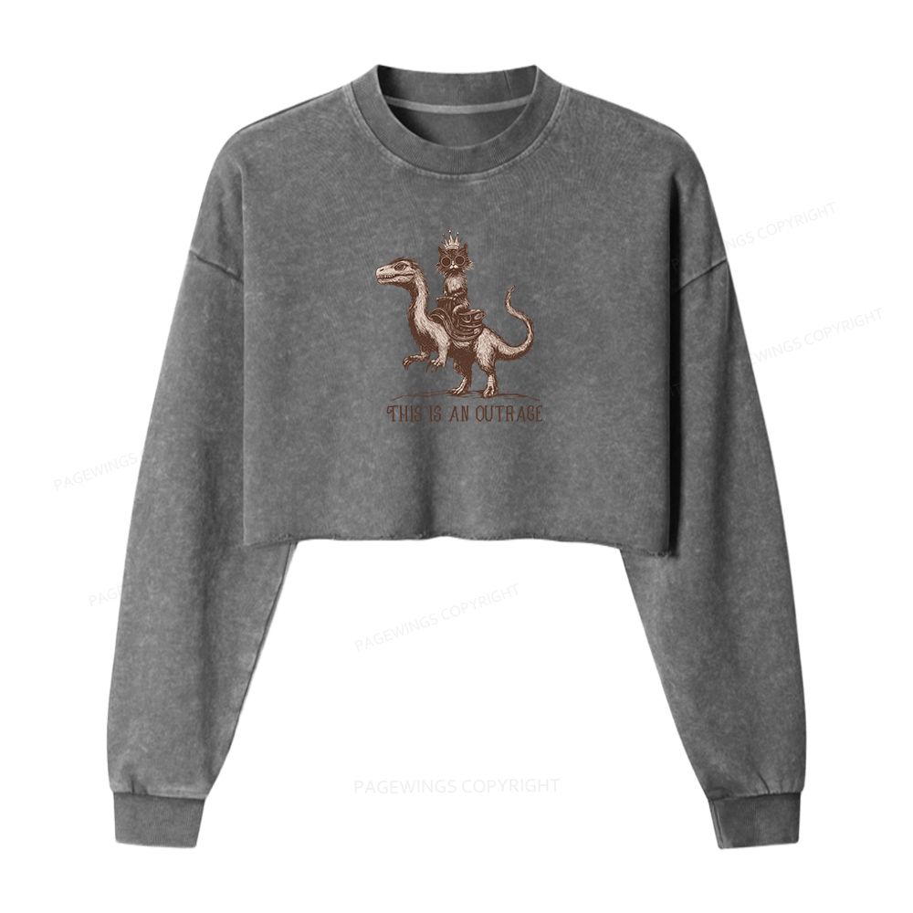 Pagewings Sci-Fi Book Lovers Women Washed Crop Sweatshirt