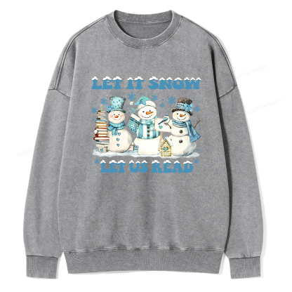 Pagewings Let It Snow Let Us Read Unisex Washed Sweatshirt