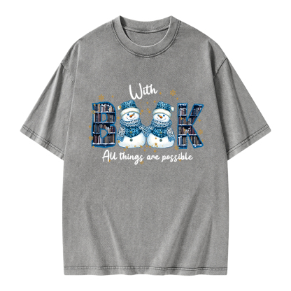 Pagewings With Book All Things Are Possible Unisex Washed T-shirt