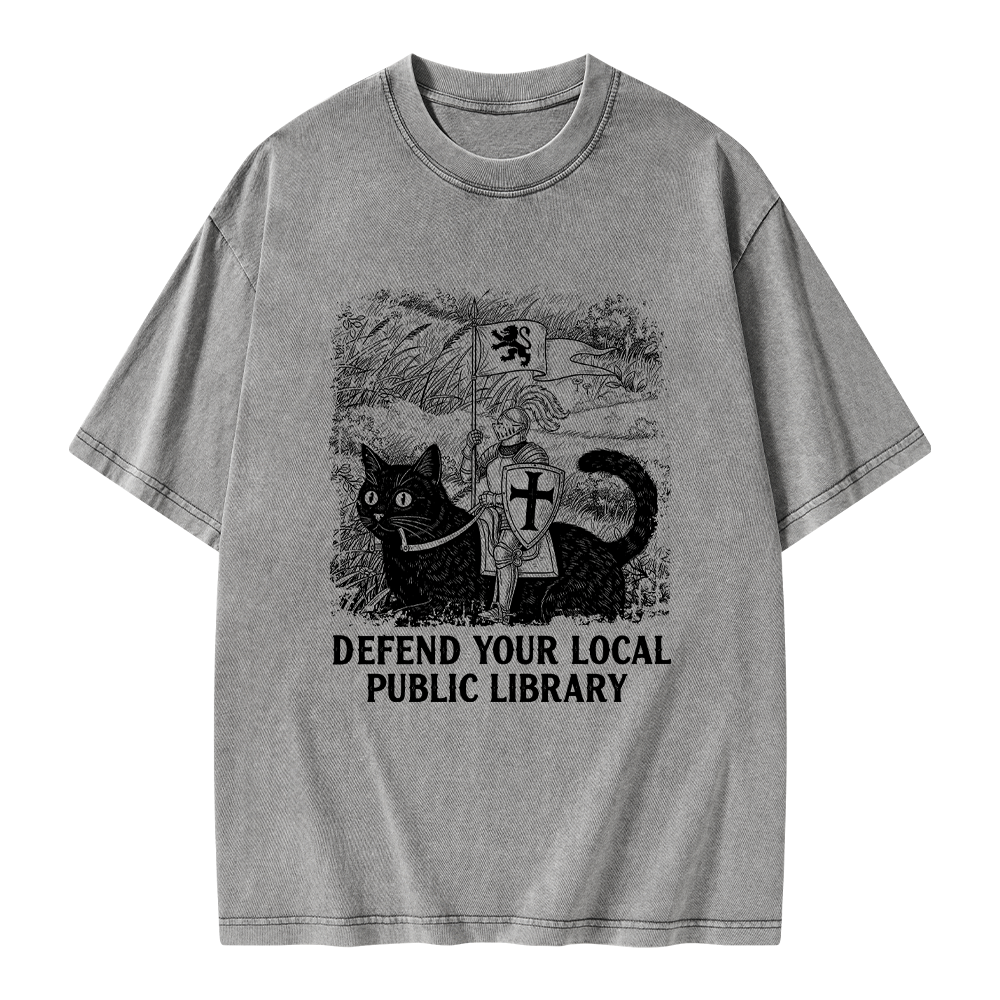 Pagewings Defend Your Local Public Library Unisex Washed T-shirt