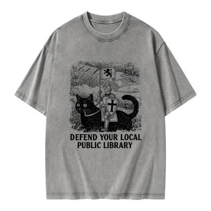 Pagewings Defend Your Local Public Library Unisex Washed T-shirt