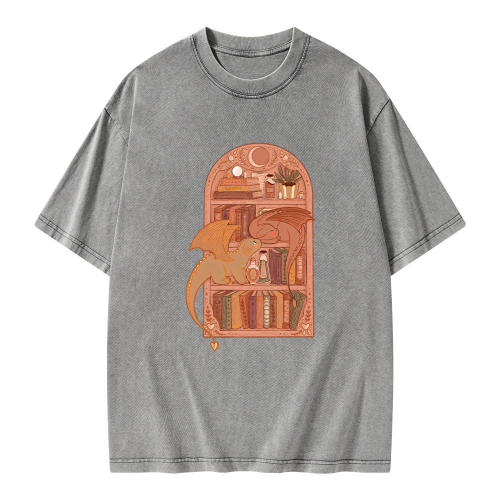 Pagewings Book Dragon Unisex Washed T-shirt