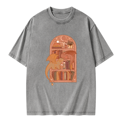 Pagewings Book Dragon Unisex Washed T-shirt