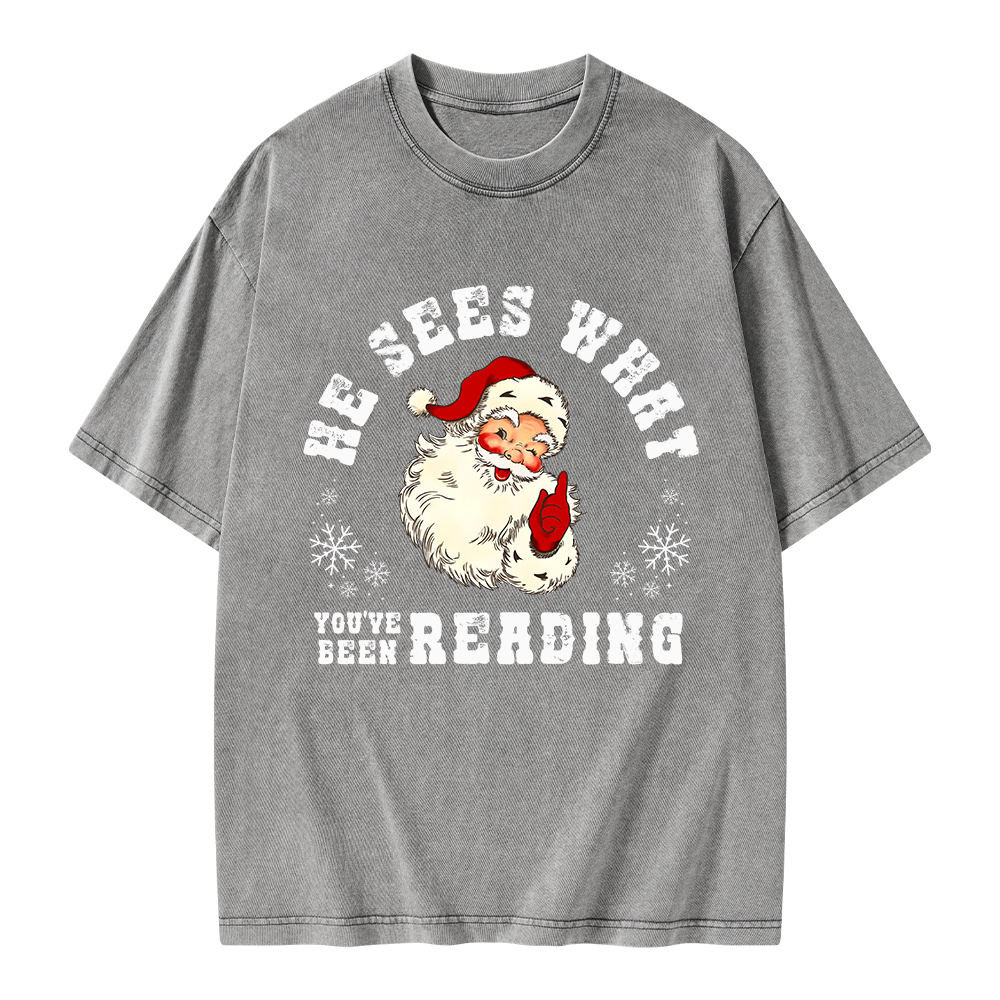 Pagewings He Sees What You've Been Reading Unisex Washed T-shirt