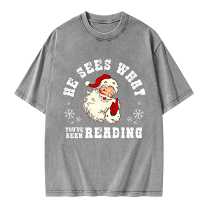 Pagewings He Sees What You've Been Reading Unisex Washed T-shirt