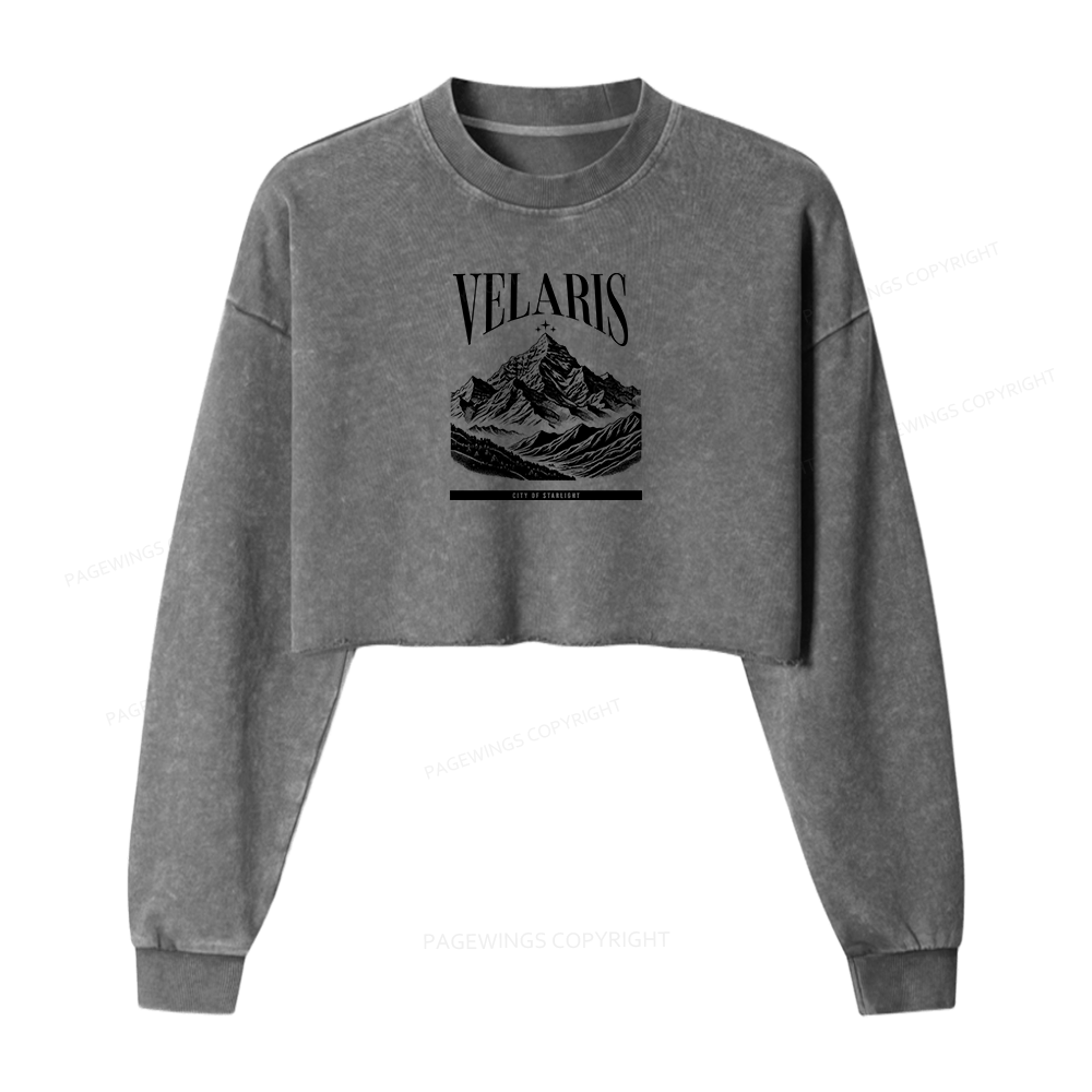 Pagewings Velaris Acotar Women Washed Crop Sweatshirt