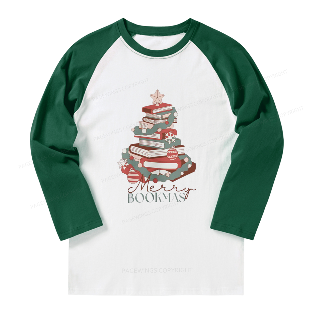 Pagewings Merry Bookmas Long Sleeve Raglan T-shirt