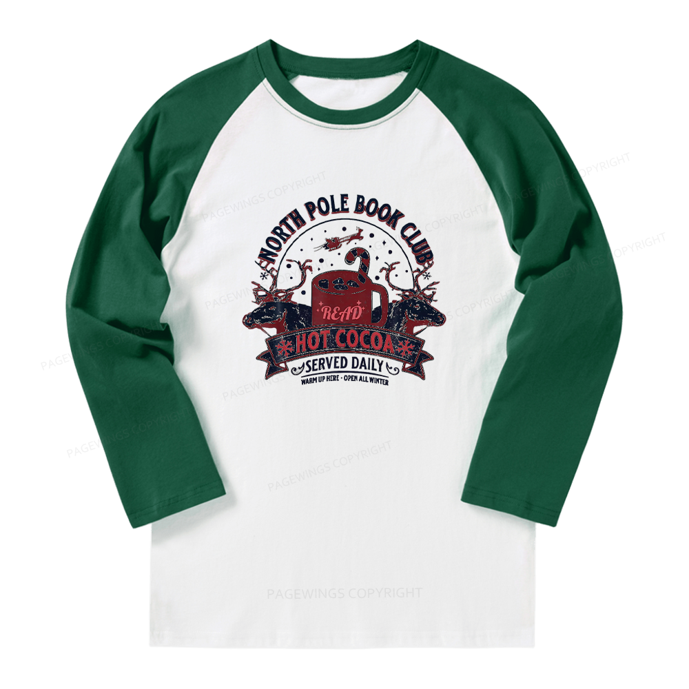 Pagewings North Pole Book Club Long Sleeve Raglan T-shirt