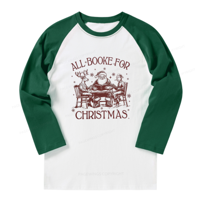 Pagewings Retro All Booked For Christmas Long Sleeve Raglan T-shirt
