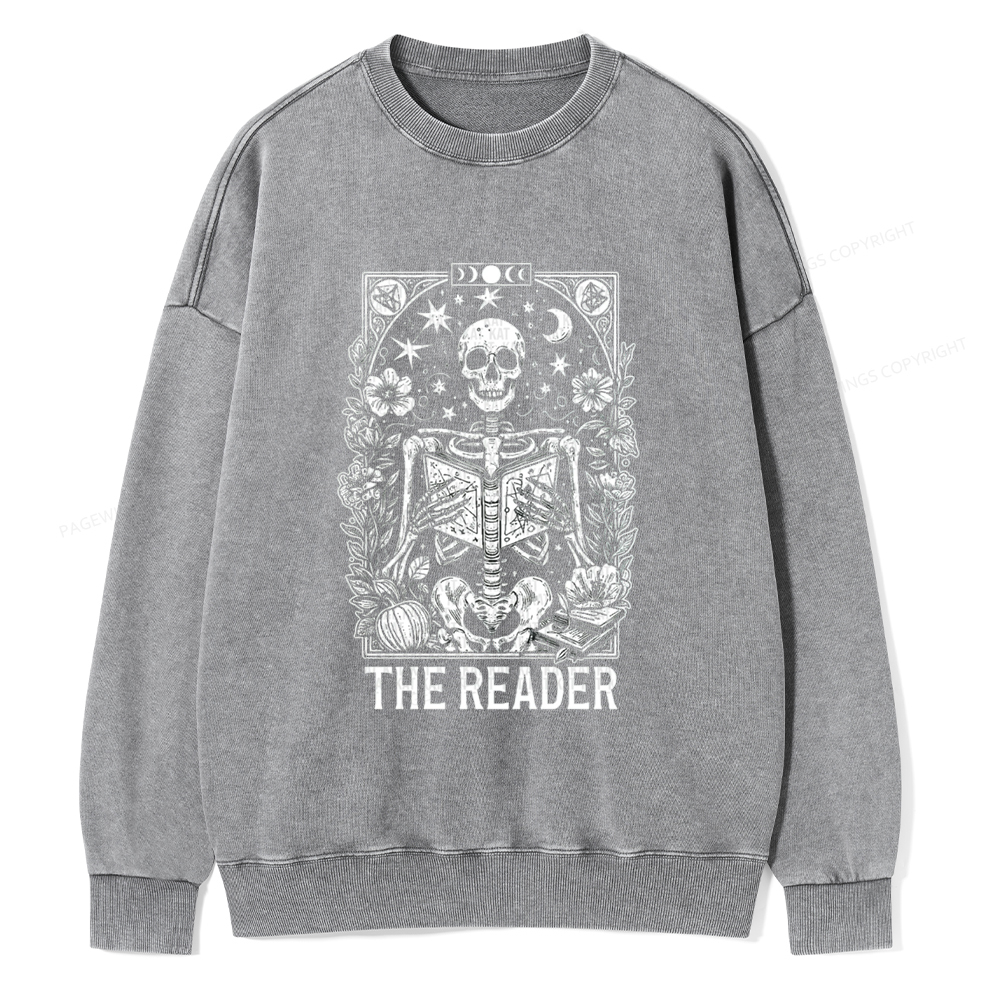 Pagewings The Reader Tarot Card Shirt Unisex Washed Sweatshirt