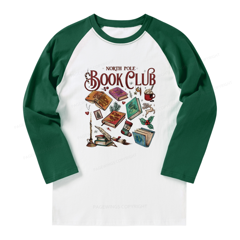 Pagewings SJM Book Club Christmas Long Sleeve Raglan T-shirt