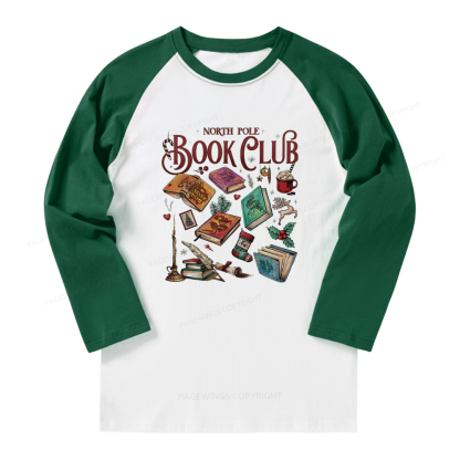Pagewings SJM Book Club Christmas Long Sleeve Raglan T-shirt