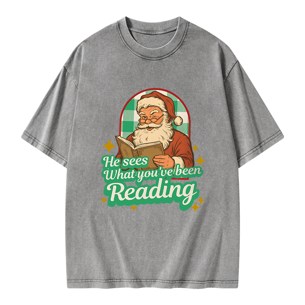 Pagewings He Sees What You've Been Reading Unisex Washed T-shirt