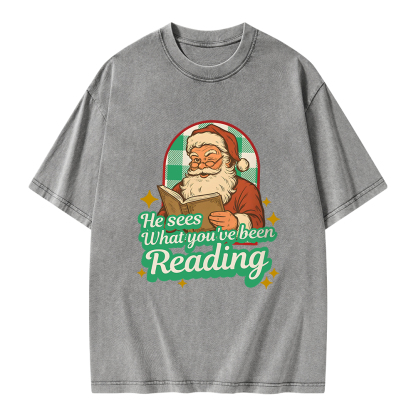 Pagewings He Sees What You've Been Reading Unisex Washed T-shirt