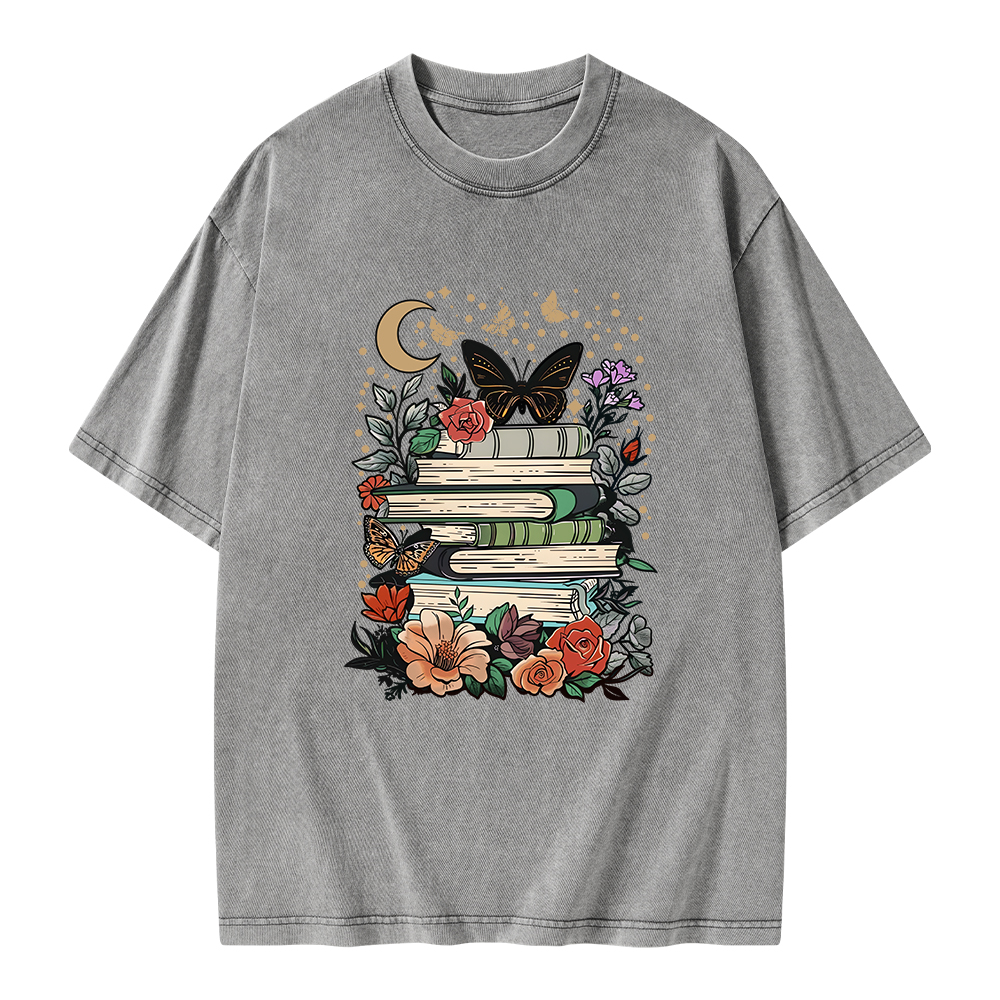 Pagewings Reading Books Stay Weird Unisex Washed T-shirt
