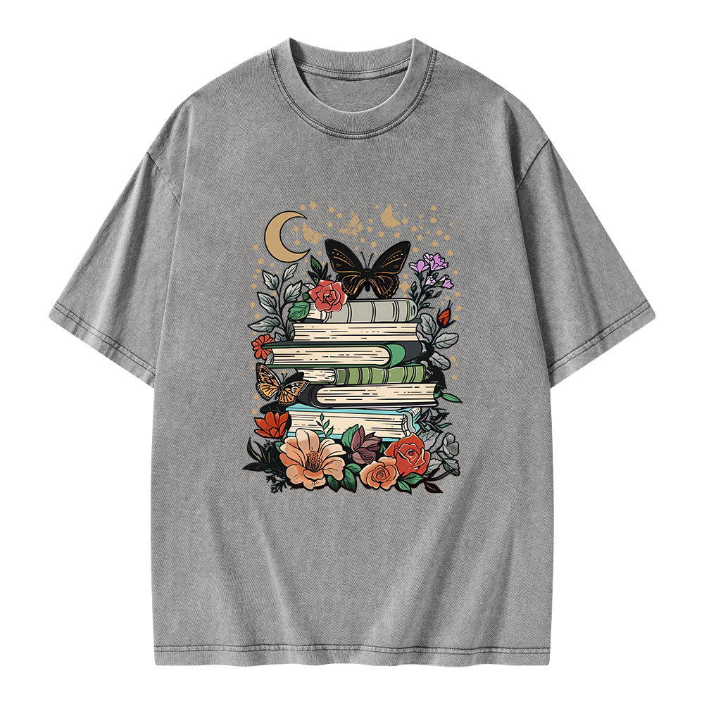 Pagewings Reading Books Stay Weird Unisex Washed T-shirt