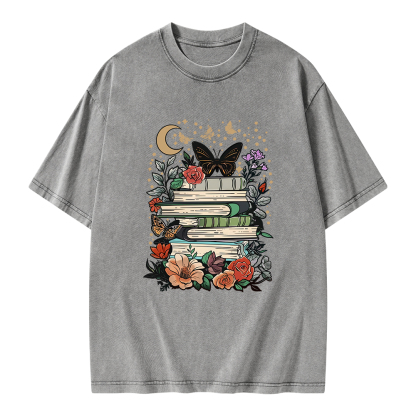 Pagewings Reading Books Stay Weird Unisex Washed T-shirt