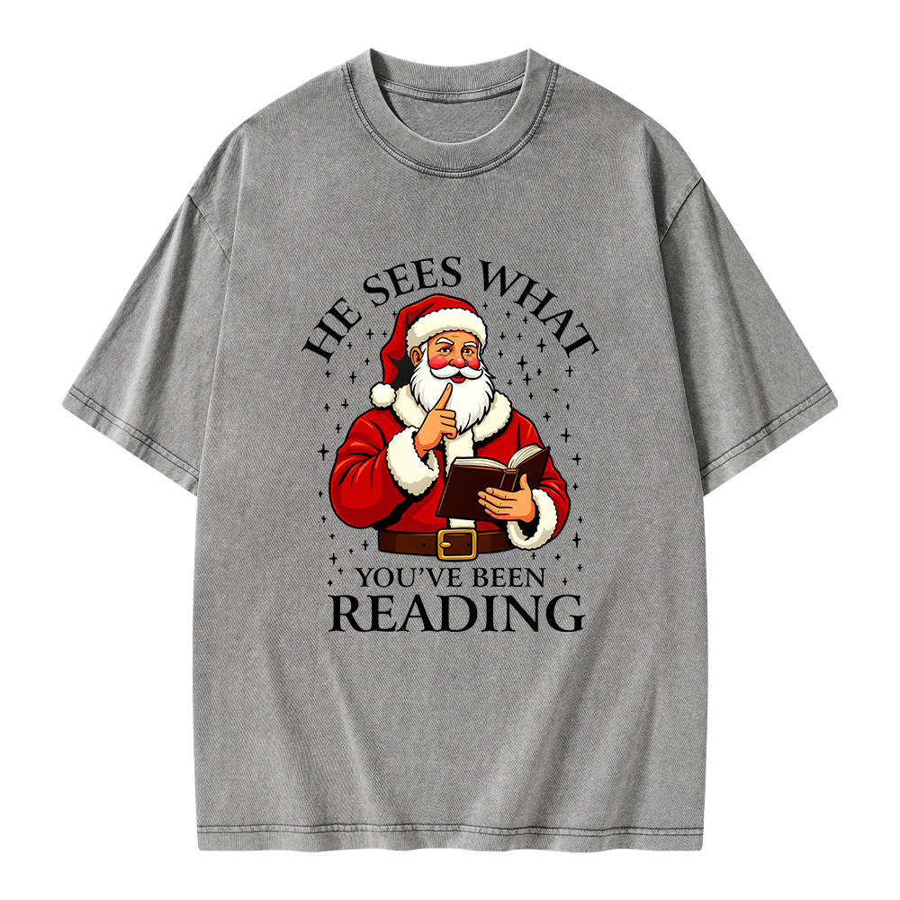 Pagewings He Sees What You've Been Reading Unisex Washed T-shirt