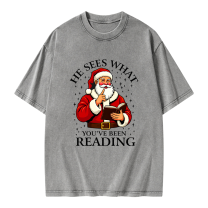 Pagewings He Sees What You've Been Reading Unisex Washed T-shirt