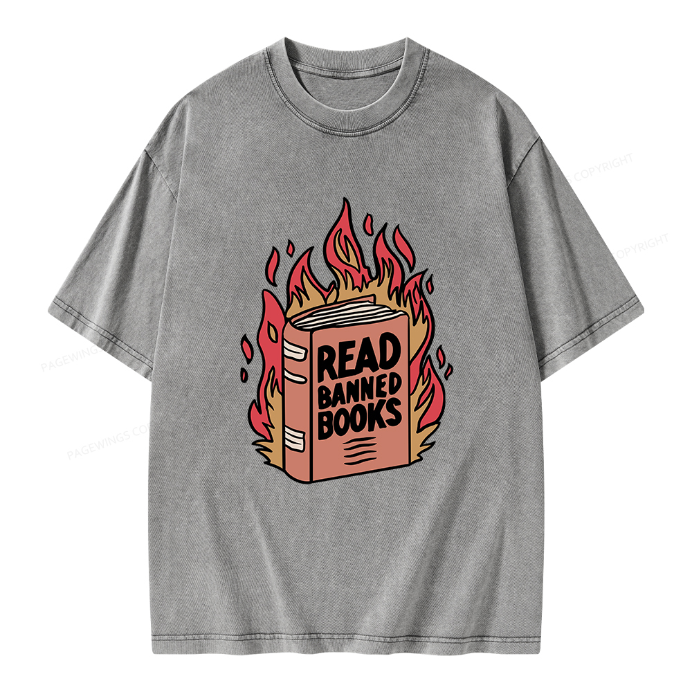 Pagewings Read Banned Books Shirt Unisex Washed T-shirt