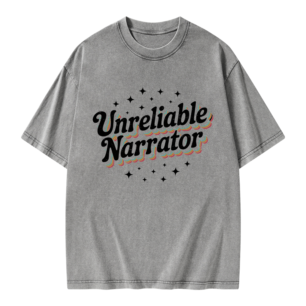 Pagewings Unreliable Narrator Unisex Washed T-shirt
