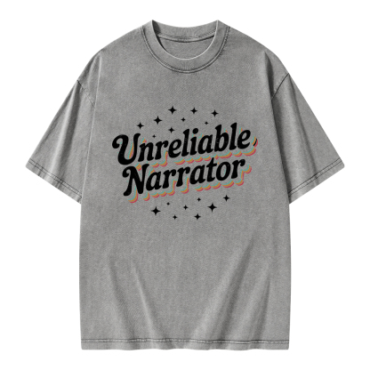 Pagewings Unreliable Narrator Unisex Washed T-shirt