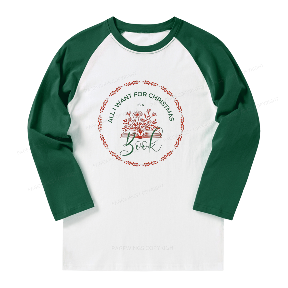 Pagewings Book Lover Christmas Long Sleeve Raglan T-shirt