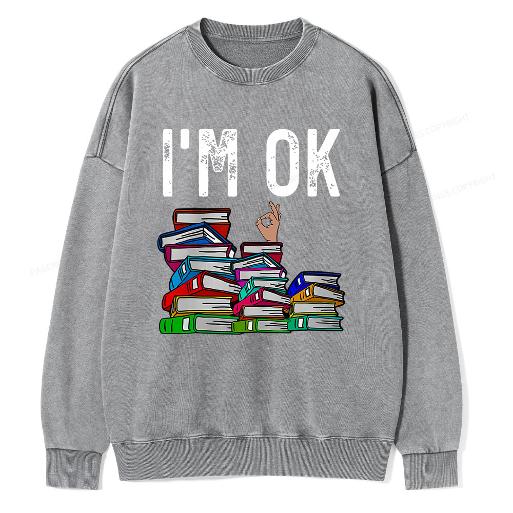 Pagewings Librarian Book Reader Funny Book Lover T Shirts Unisex Washed Sweatshirt