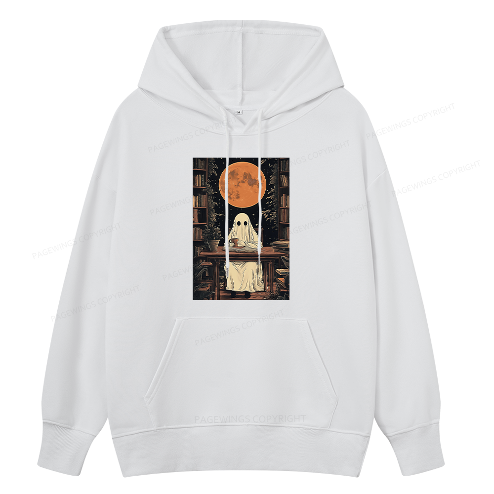 Pagewings Halloween Ghost Books Coffee Unisex Classic Hoodie