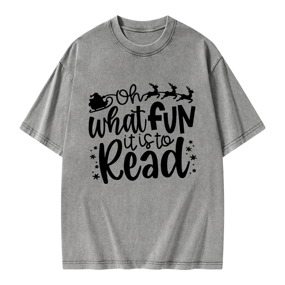 Pagewings Oh What Fun It Is To Read Unisex Washed T-shirt