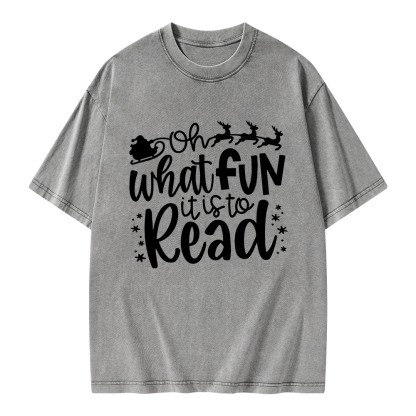 Pagewings Oh What Fun It Is To Read Unisex Washed T-shirt