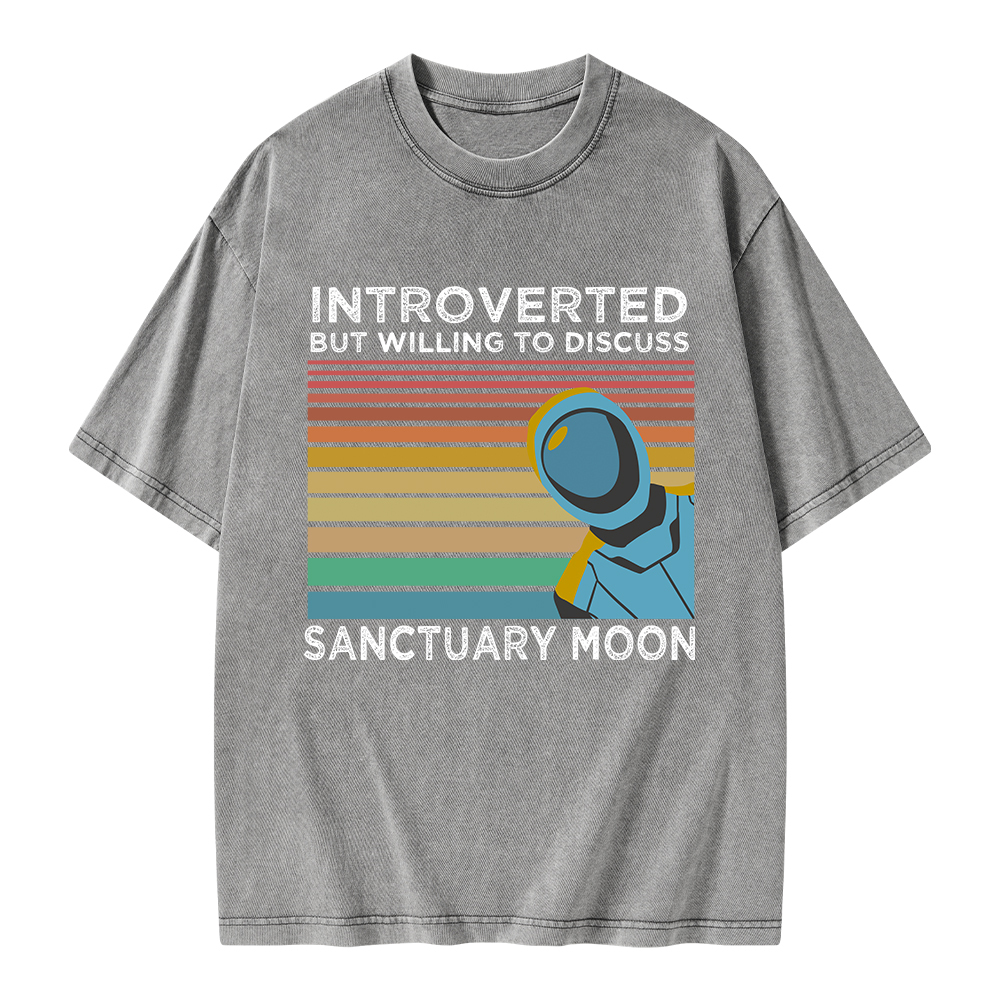 Pagewings Introverted But Willing to Discuss Sanctuary Moon Unisex Washed T-shirt