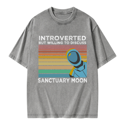 Pagewings Introverted But Willing to Discuss Sanctuary Moon Unisex Washed T-shirt