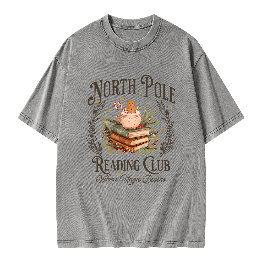 Pagewings North Pole Book Club Unisex Washed T-shirt