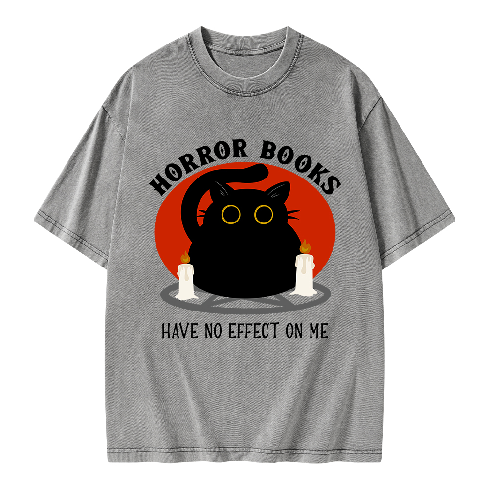 Pagewings Horror Books Have No Effect On Me Unisex Washed T-shirt