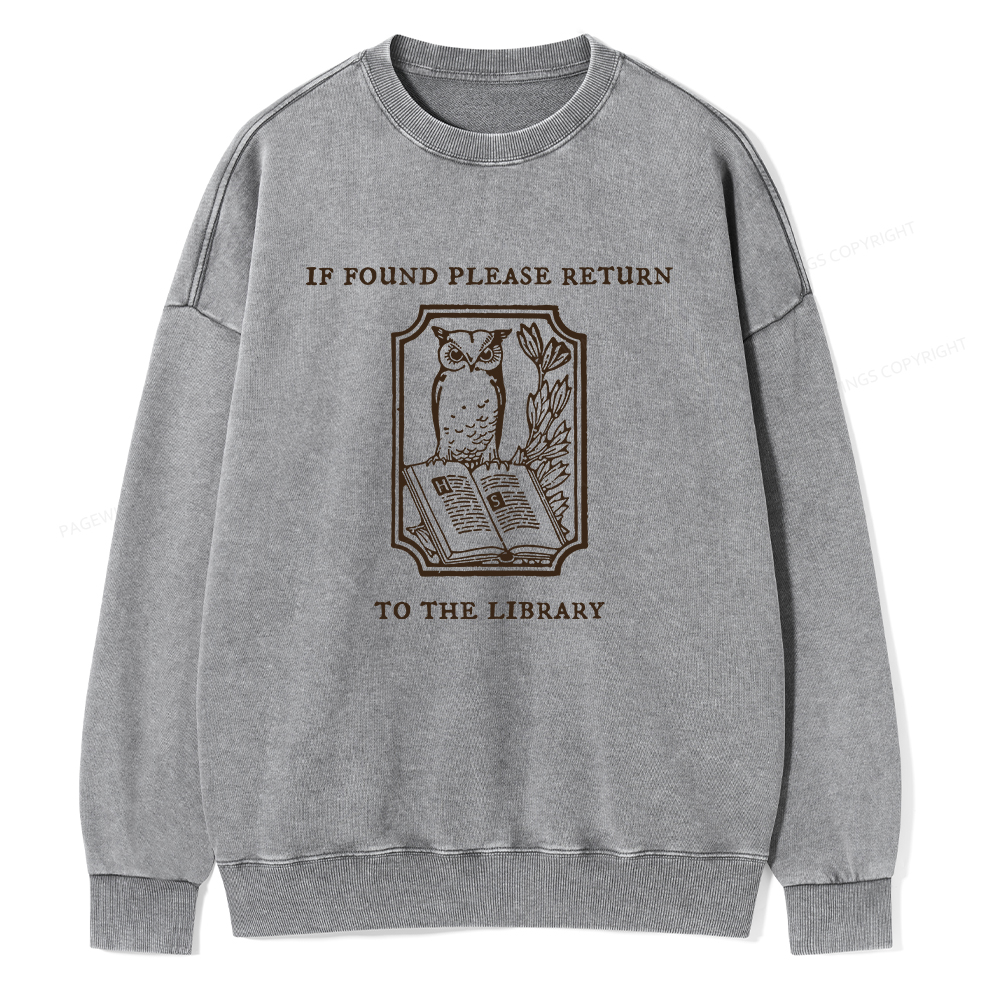 Pagewings Librarian Gift Owl Book Shirt Unisex Washed Sweatshirt