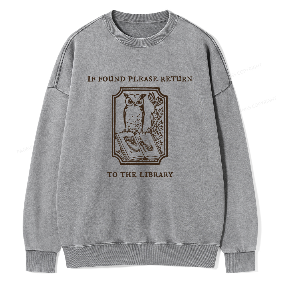 Pagewings Librarian Gift Owl Book Shirt Unisex Washed Sweatshirt
