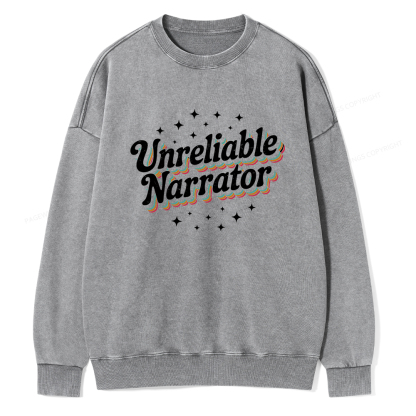Pagewings Unreliable Narrator Unisex Washed Sweatshirt