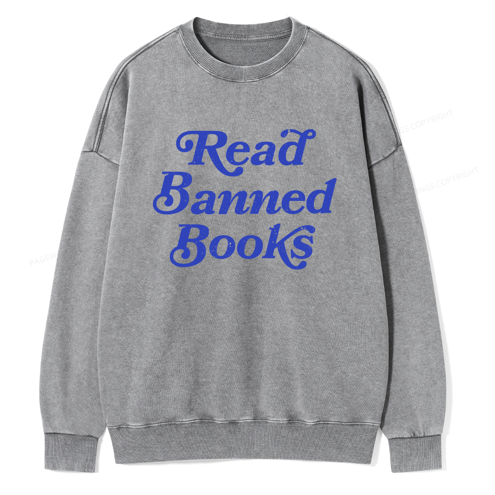 Pagewings Read Banned Books Unisex Washed Sweatshirt