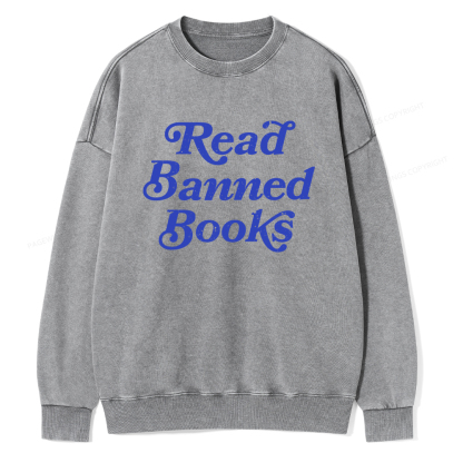 Pagewings Read Banned Books Unisex Washed Sweatshirt