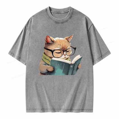 Pagewings Animals Reading Books Unisex Washed T-shirt