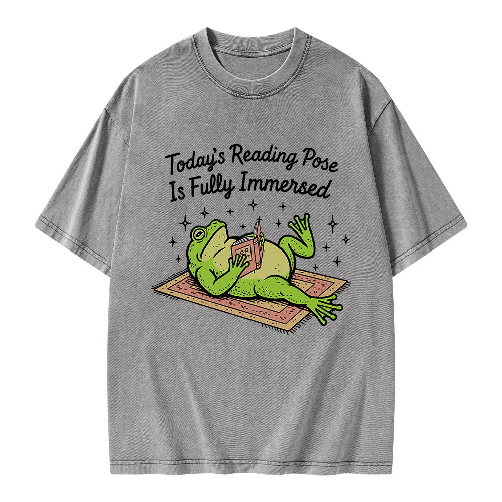 Pagewings Today's Reading Pose Is Fully Immersed Unisex Washed T-shirt