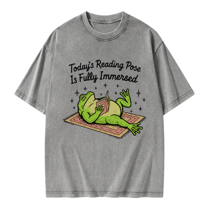 Pagewings Today's Reading Pose Is Fully Immersed Unisex Washed T-shirt