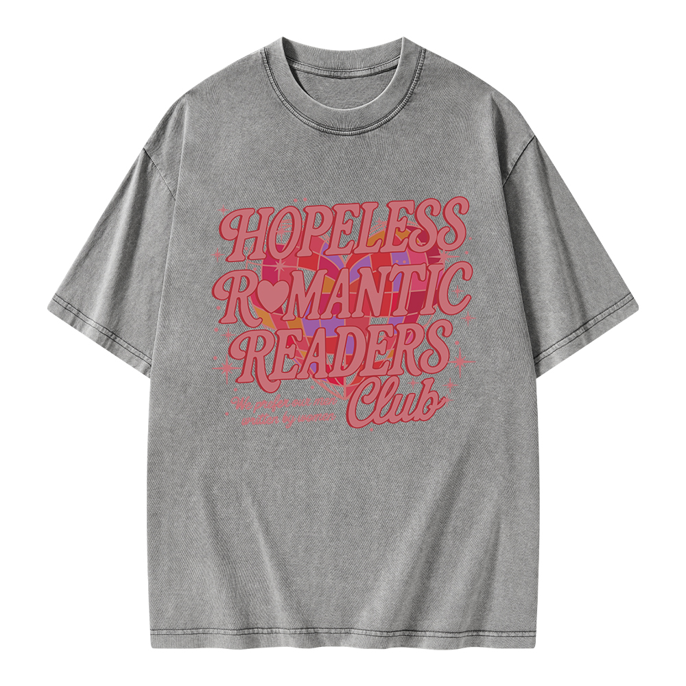 Pagewings Hopeless Romantic Readers Club Unisex Washed T-shirt