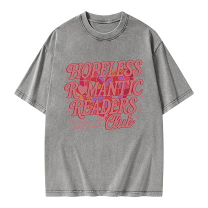 Pagewings Hopeless Romantic Readers Club Unisex Washed T-shirt